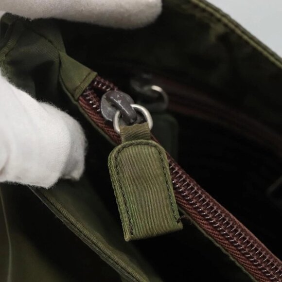 PRADA Shoulder Bag Nylon Khaki Silver Auth - Picture 11 of 16